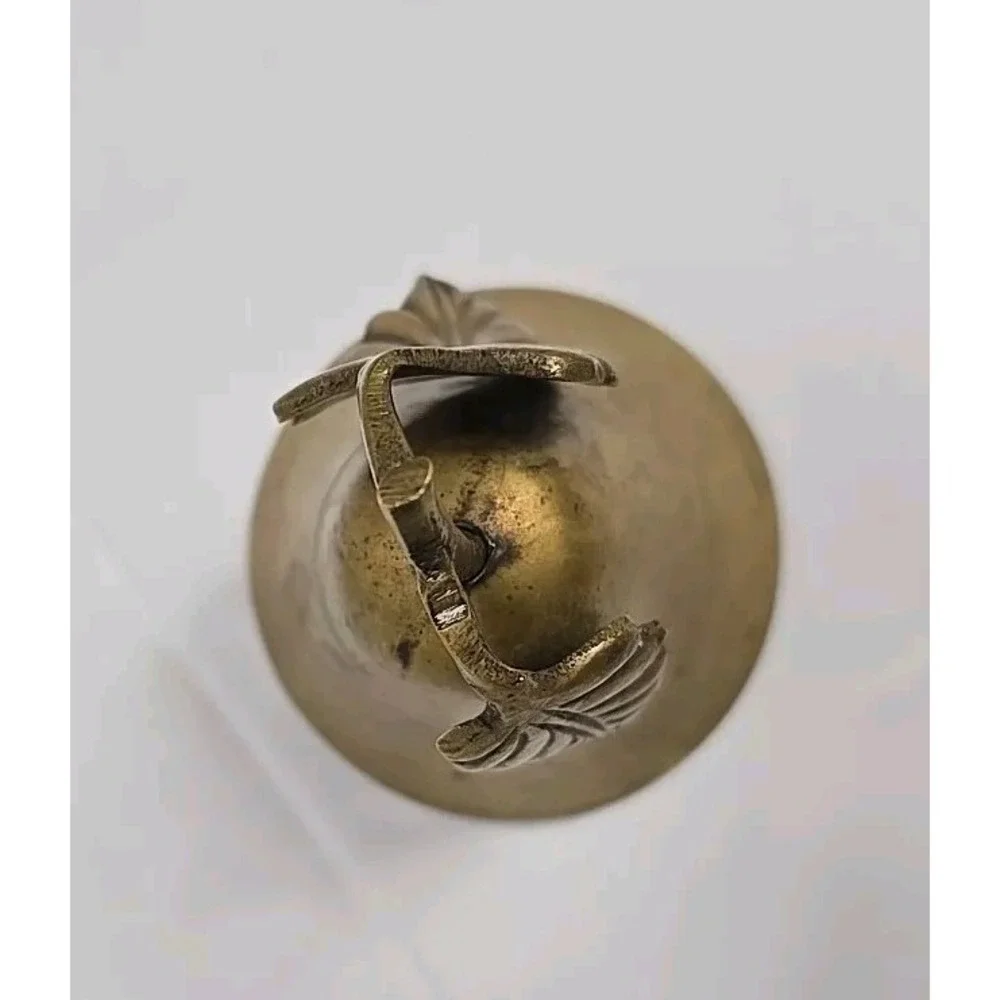 VINTAGE Brass Pear Lid/Top ONLY, Trinket Box,‎ Screw Top, Two Leaves On Stem
